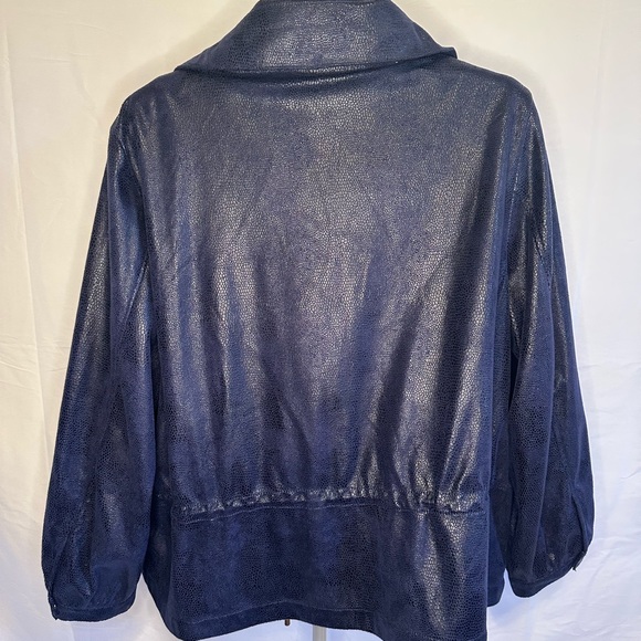 Ruby Rd. Animal Print Deep Blue Jacket - Picture 3 of 5